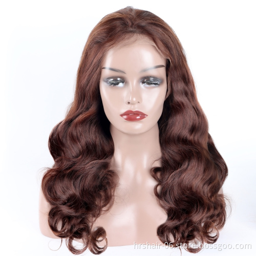 2# Color Body Wave HD 13*4 Lace Front Human Hair Wigs For Black Women,Wholesale Brazilian Virgin Hair Transparent Lace Front Wig